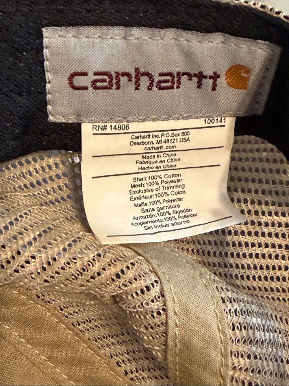 Carhartt Tan Canvas Mesh Trucker Hat Snapback Cap - Picture 7 of 8